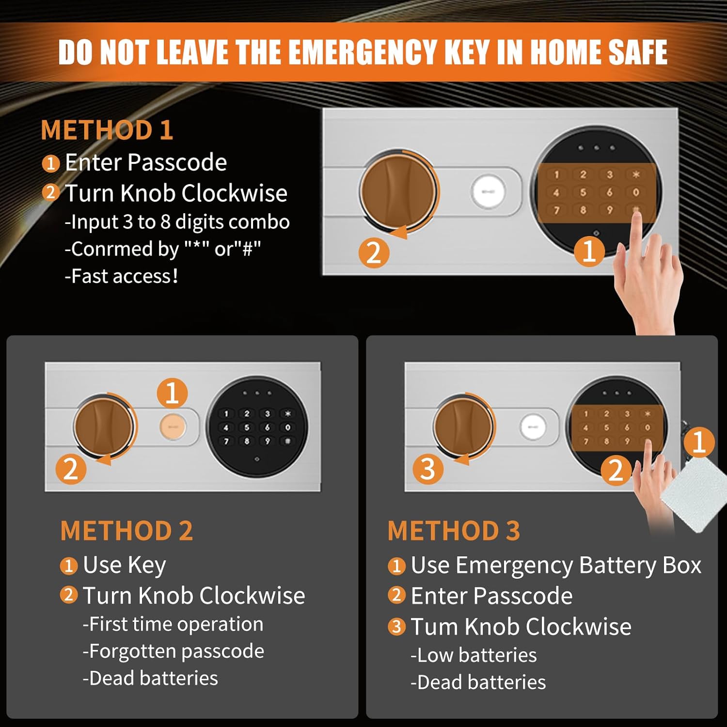 Fireproof Waterproof Home Safe Box with Digital Keypad and Detachable Shelf R518