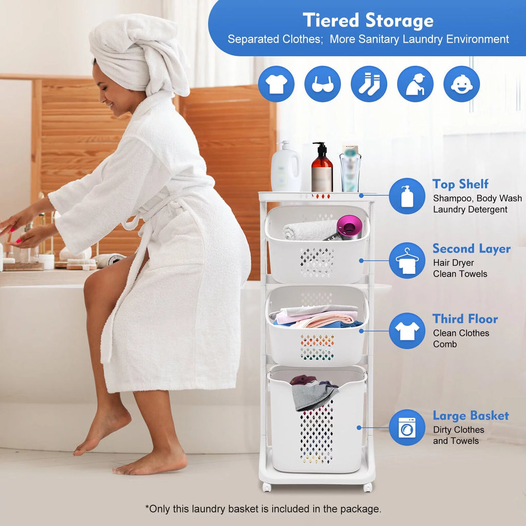 3-Tier Laundry Hamper Sorter with Rolling Cart Z172598