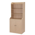 CENSI Sideboard Buffet Credenza Storage Cabinet, 3 Drawers and 3 Open sehlf, Kitchen Coffee Bar Pantry Cabinet, Modern Boho Entryway Hallway, Dinning Room, Living Room and Bedroom, Natural Oak