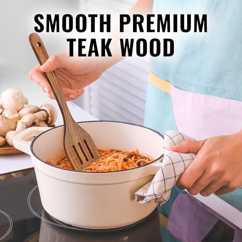 Slotted Teak Wood Spatula for Cooking W483