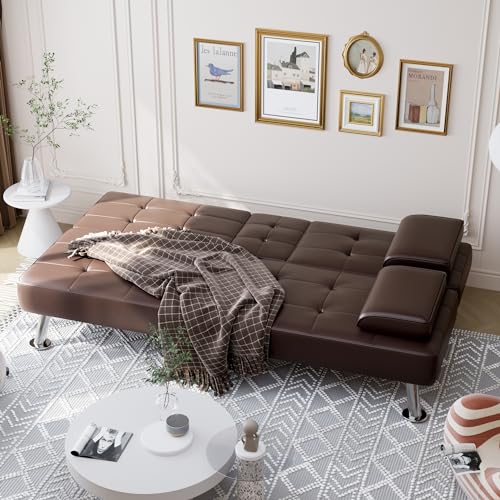 Sofa Bed Reversible Convertible Sleeper with Storage Chaise, Linen Fabric, Dark Gray E945