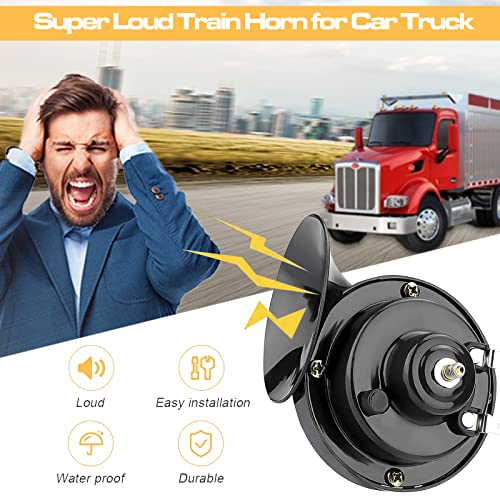 2 Pack 300DB Super Loud Train Horn, 12V Waterproof Air Electric Snail Double Horn Replacement Kit for Car, Motorcycle, Truck A422115