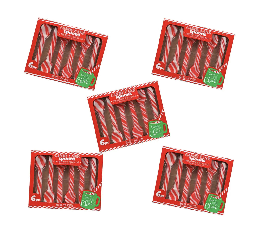 Peppermint Candy Canes Edible Spoons for Hot Chocolate, 5 Pack S57555