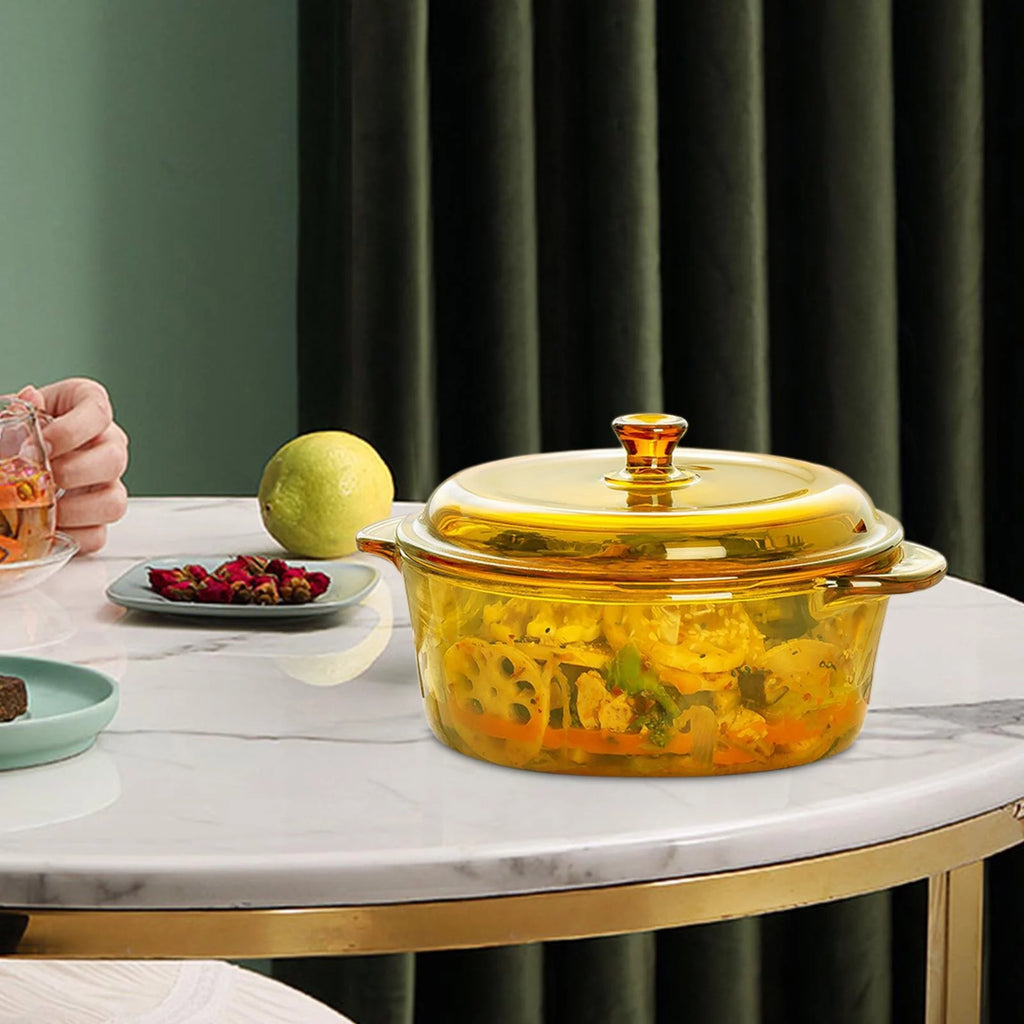 Glass Oven Bowl with Lid for Soup and Dessert S5553