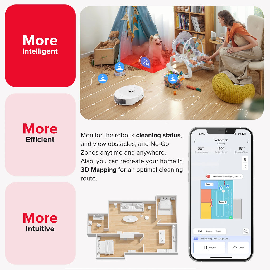 Robot Vacuum and Mop with Self-Emptying and LiDAR Navigation T396