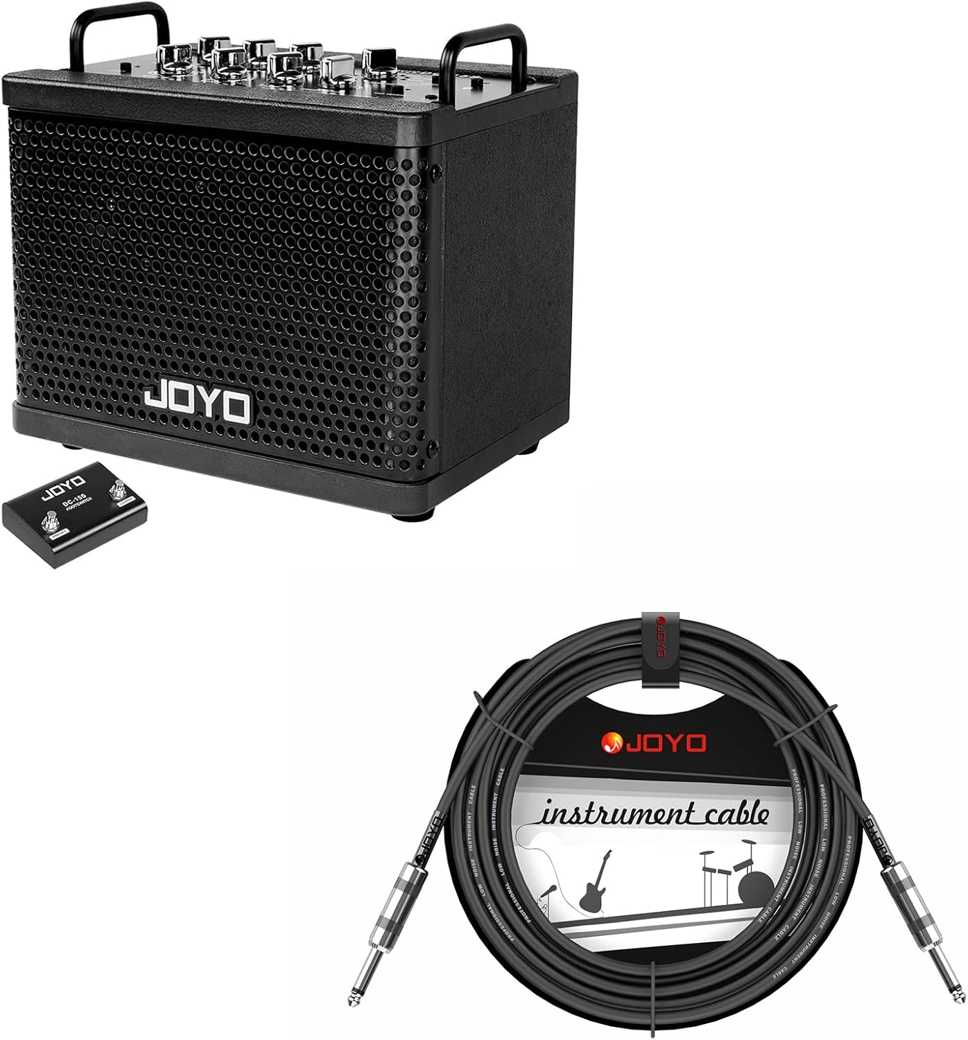 JOYO Digital Modeling Combo Amplifier Bundle with Audio Instrument Cable Straight-to-Straight