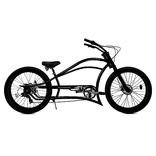 MICARGI 26" 7/GT7/3I DS Speed Bicycles Boston Chopper-Style Stretch Cruiser Bikes, Hi-Ten Steel Frame for Adult Women Men,Multiple Colors