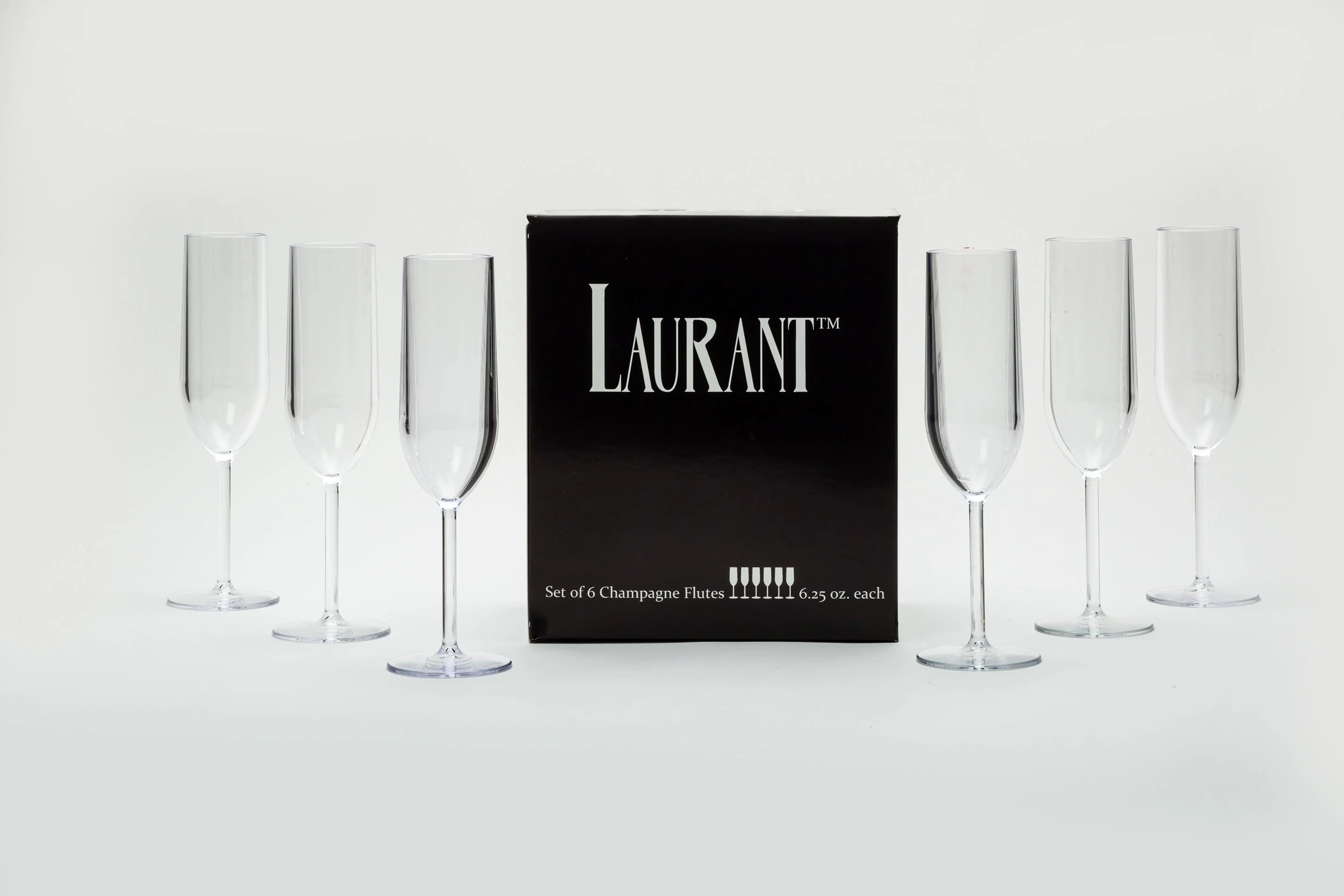 Tritan Plastic Champagne Flutes, Crystal Clear, Dishwasher-Safe (Set of 6)