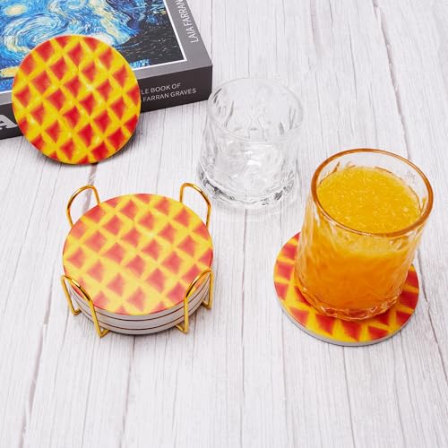 Ceramic Absorbent Coaster Set with Holder T269