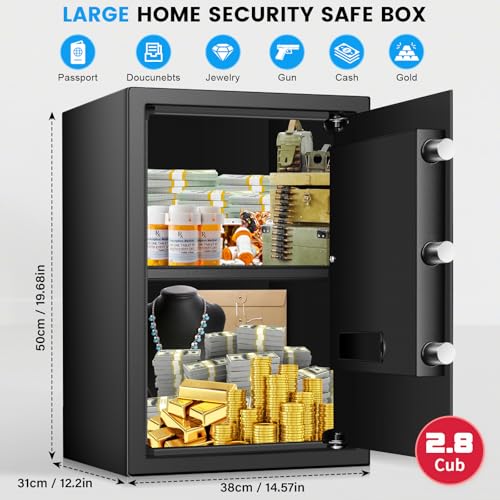 Large Home Safe Fireproof Waterproof with Electronic Keypad and Alarm System D846724