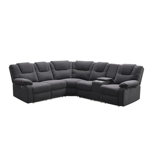 L-Shaped Sectional Sofa with Reclining Seats, LED Light and Storage H139511