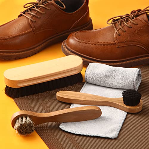 Horsehair Shoe Brush Kit with Polish Dauber and Microfiber Cloth F7928