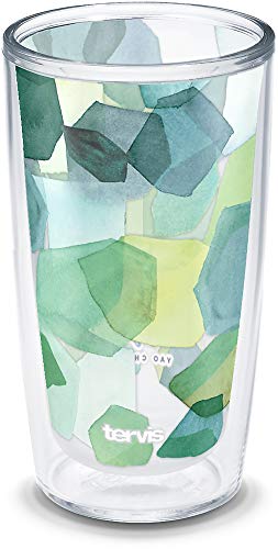 Green Crystal Double Walled Insulated Tumbler Travel Cup, 16oz C6695