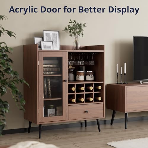 Coffee Bar Cabinet with Storage, Mid-Century Modern Sideboard, Wood Cupboard for Kitchen K940495