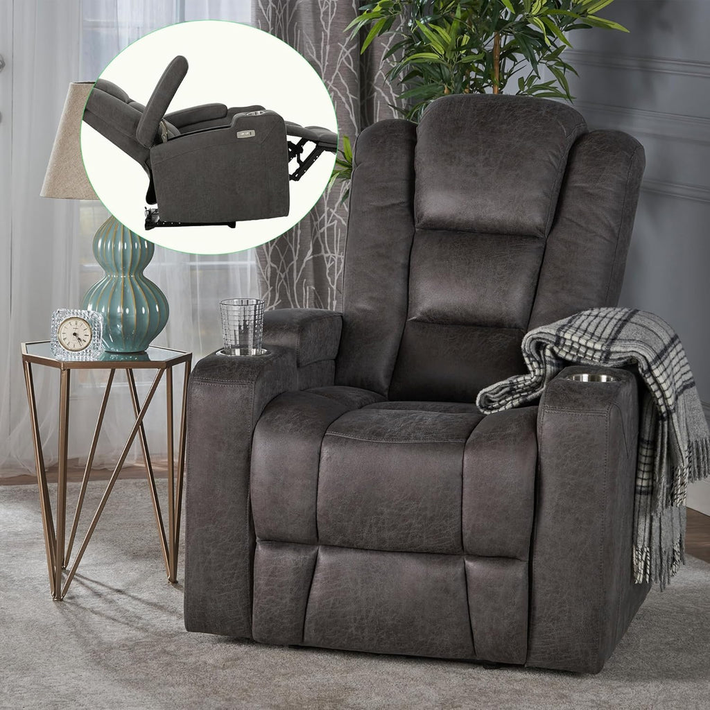 Elegant Power Recliner Chair with USB, Arm Storage, and Cup Holders -Multipurpose and Sturdy