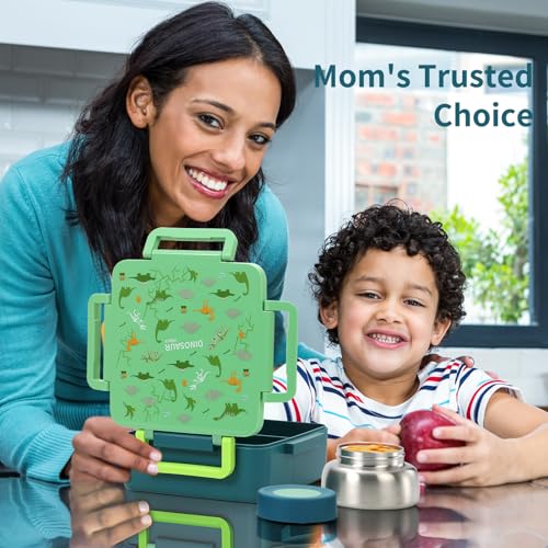Kids Lunch Box with Thermos, 4 Compartments, Insulated, Drop-Proof, Dishwasher Safe I175