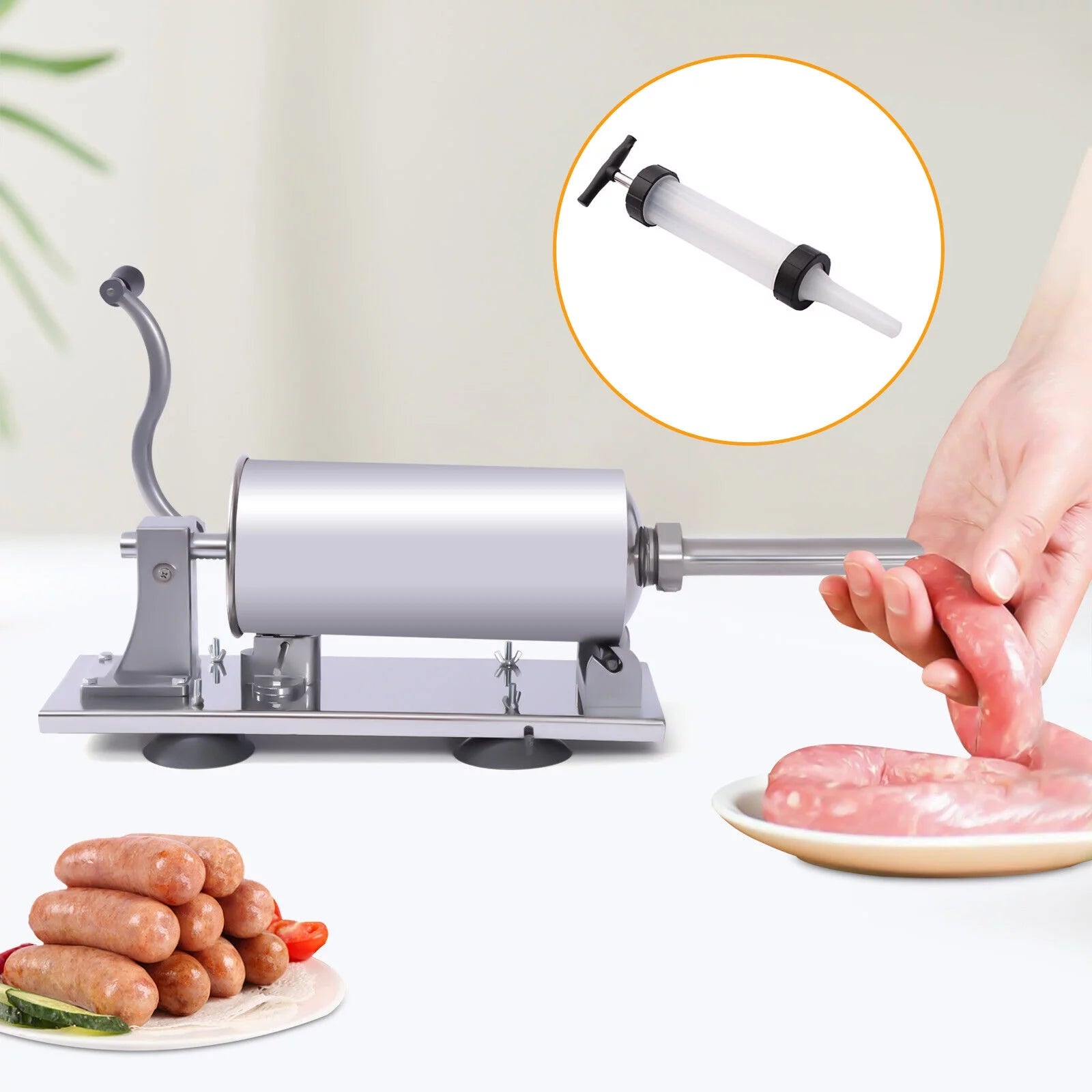 Manual Horizontal Sausage Maker Stainless Steel Meat Filling Machine F852619