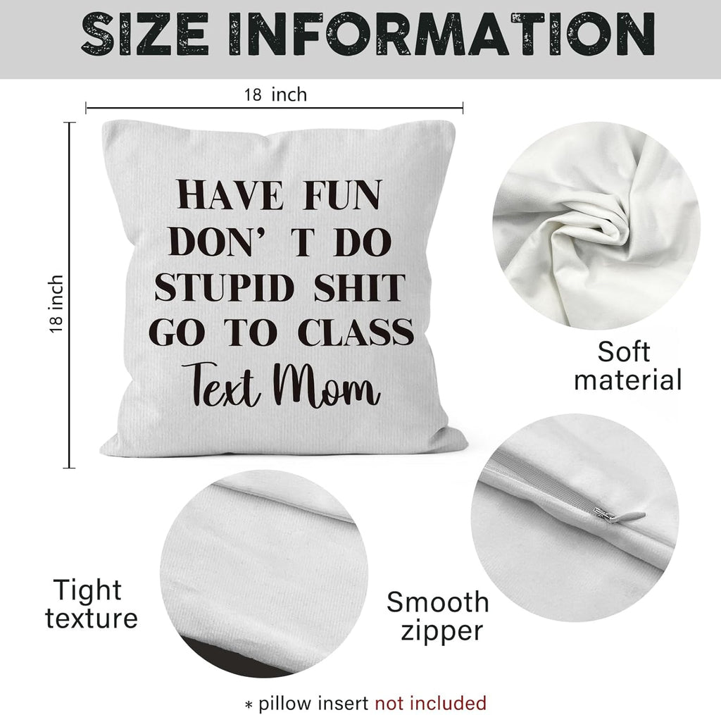 Funny Text Throw Pillow Covers 18x18, Dorm Room Classroom Decor D3504