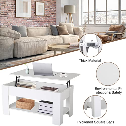 Modern Lift Top Coffee Table with Storage Shelf, Black C345
