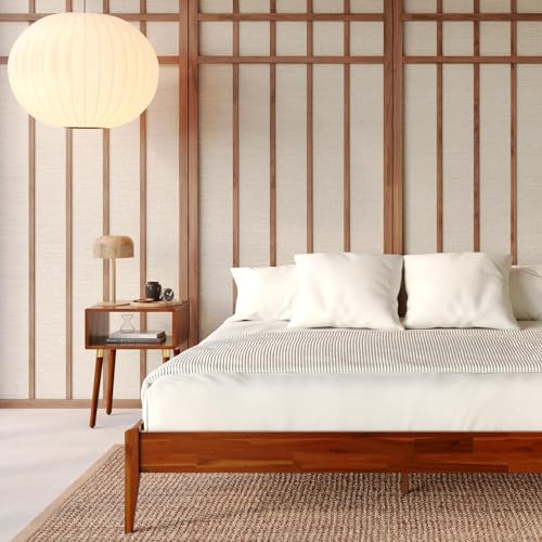 Bme Dinkee 15 Inch Signature Bed Frame Without Headboard - Modern & Minimalist Style with Acacia Wood - 12 Strong Wood Slat Support - Easy Assembly - No Box Spring Neededd - Dark Chocolate, Full