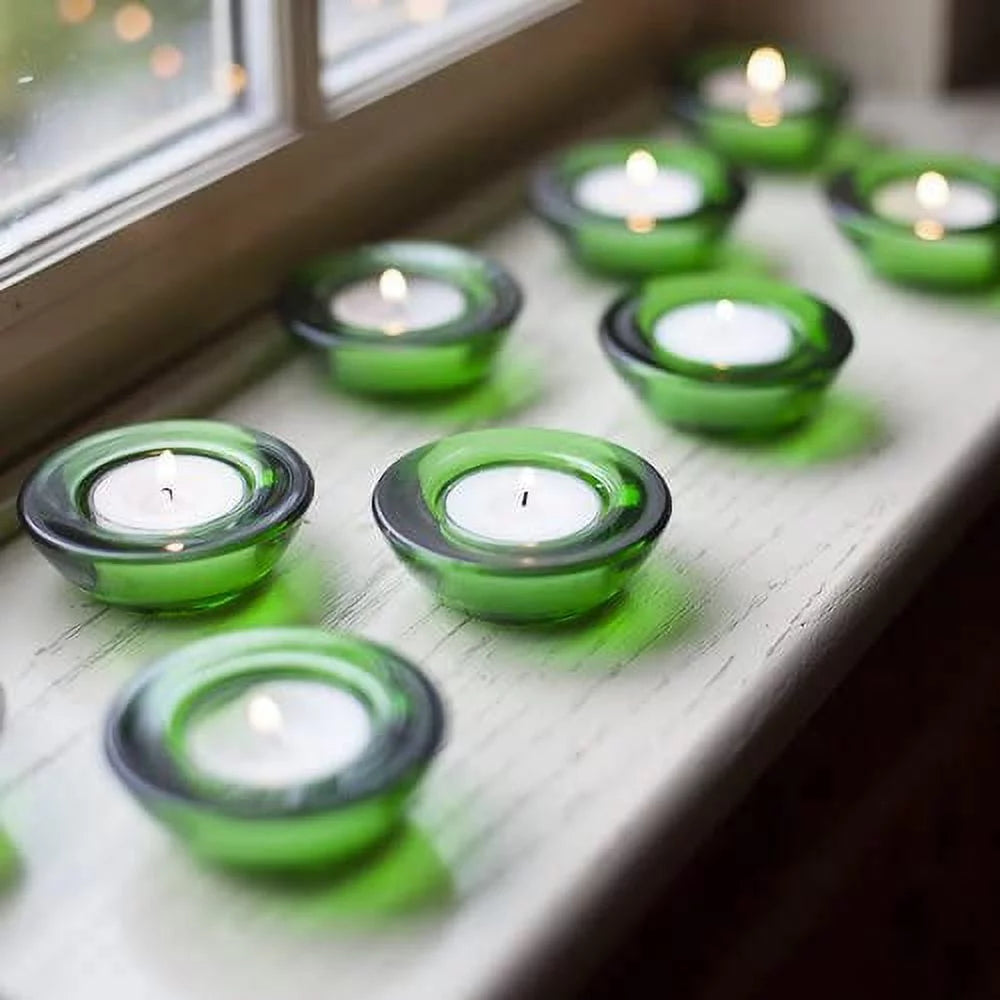 Chunky Tealight Candle Holder, Green, Set of 12 X333251