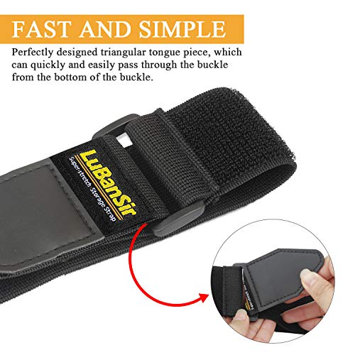 2" x 18" Elastic Hook and Loop Storage Straps with Buckle (6 Pack) - Black A9804
