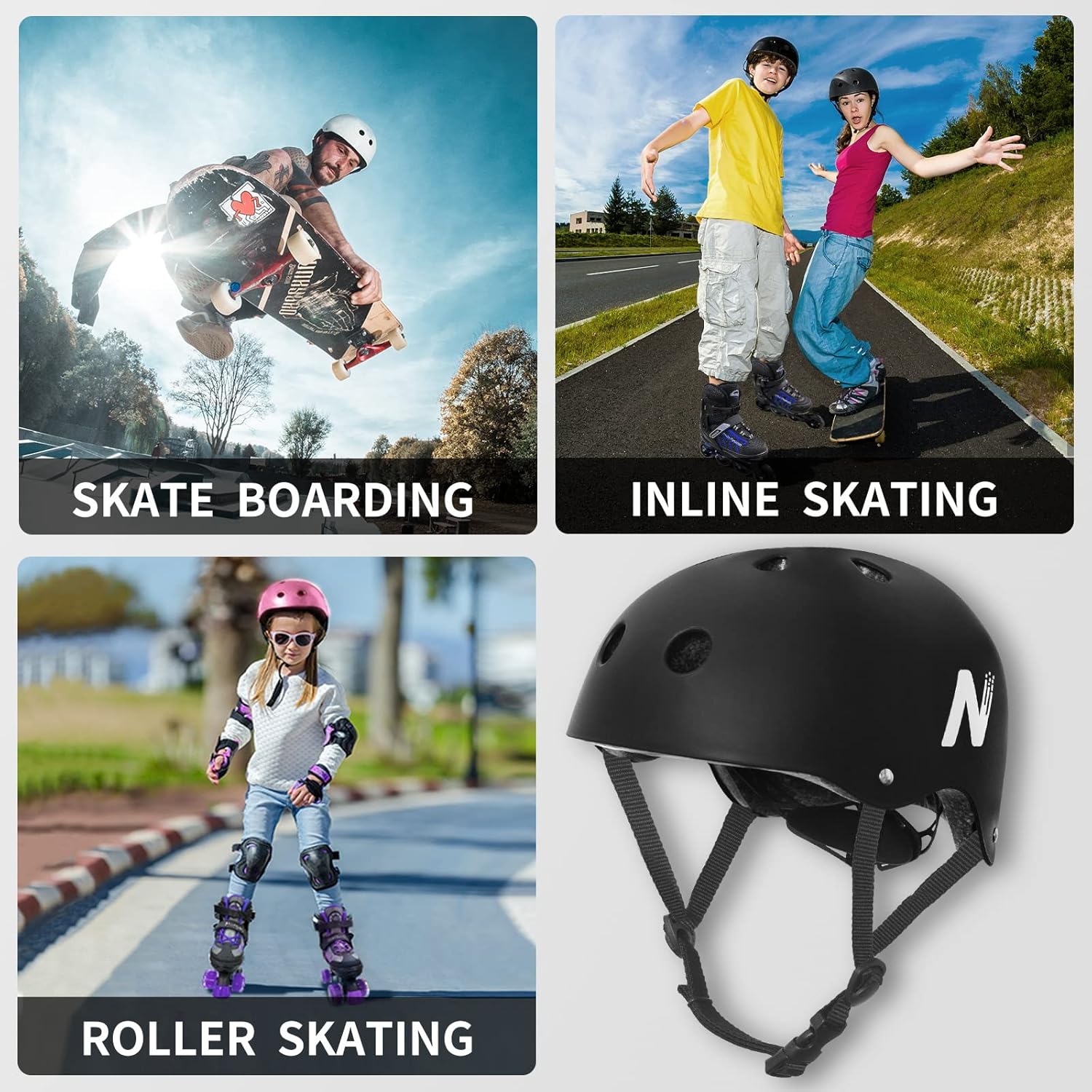Skateboard Helmet for Kids, Multi-Sport Scooter Helmet with Removable Liner G83483