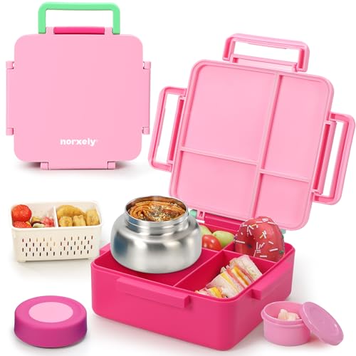 Kids Lunch Box with Thermos, 4 Compartments, Insulated, Drop-Proof, Dishwasher Safe I175