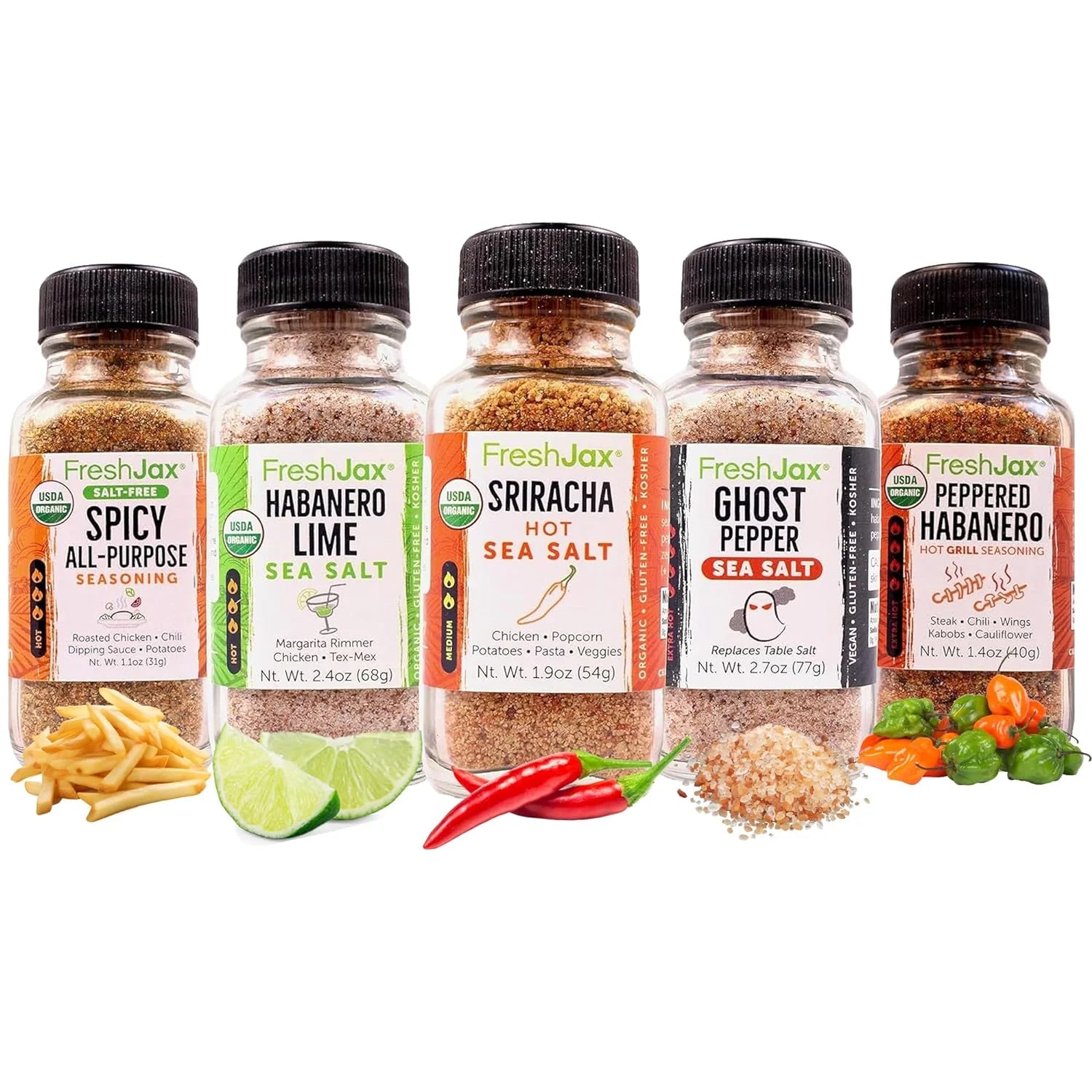 Hot & Spicy Seasoning Gift Set, Pack of 5 Organic Spices for Cooking Y210