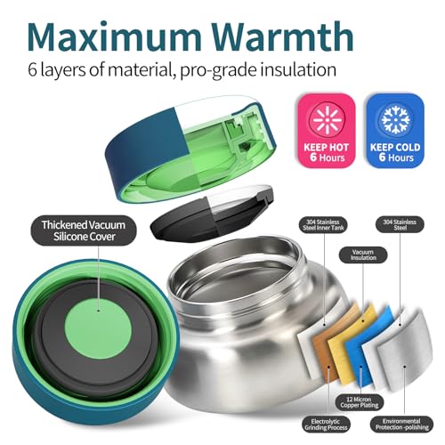 Kids Lunch Box with Thermos, 4 Compartments, Insulated, Drop-Proof, Dishwasher Safe I175