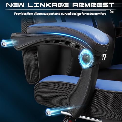 Gaming Chair with Footrest, Ergonomic Massage Lumbar Support, 400lb Capacity, Red A682