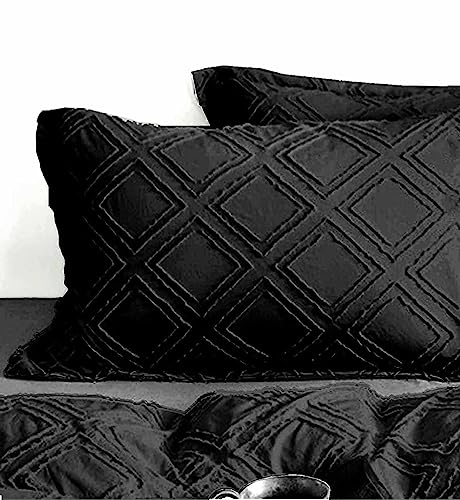Tufted Jacquard Comforter Set Beige Reversible Microfiber Bedding 3pc A635