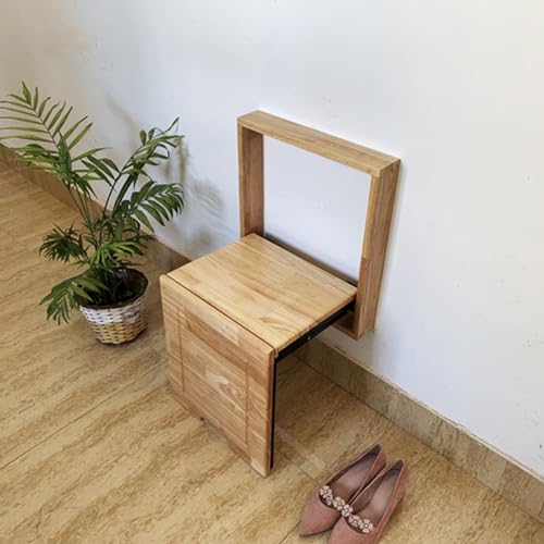 Wall Fold Up Chair Solid Wood Stool 40x40cm Y79864