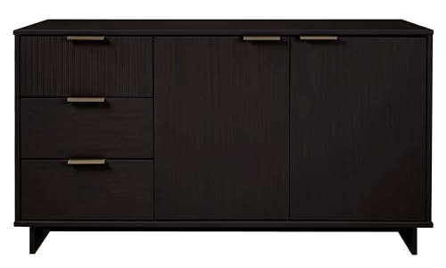 Modern Sideboard Buffet Cabinet with Storage, 3 Drawers and Shelves, Sage Green B5461