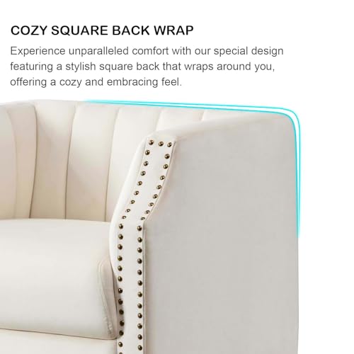 Swivel Barrel Chair Set of 2, 360° Curved Accent Chairs Upholstered for Living Room S60421
