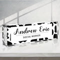 Custom Name Plate for Desk - Acrylic Desk Accessories Desk Name Plate Personalized - Office Personalized Gifts for Coworkers Boss Lady Nurse Social Worker Employee Appreciation Gifts (Style-Pink Rose)