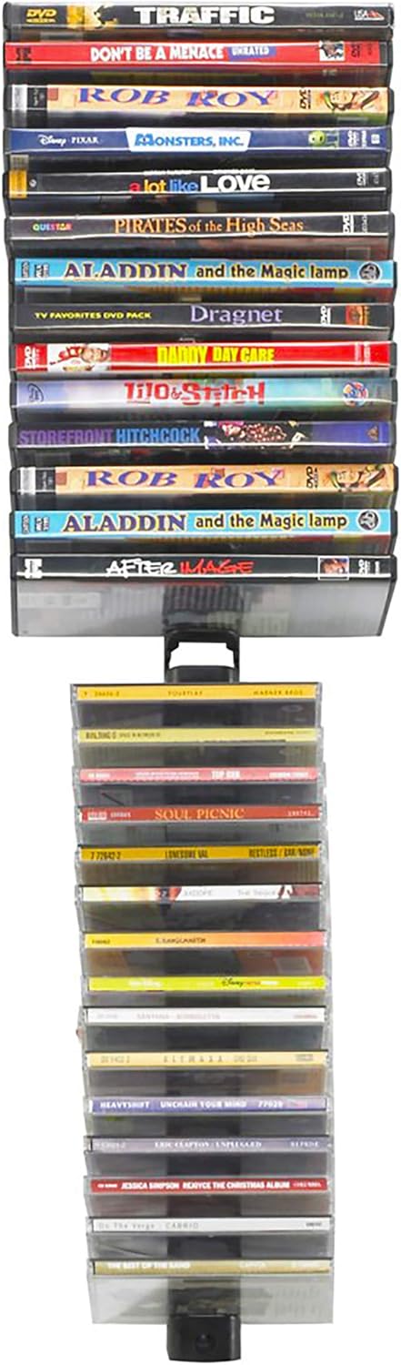 Wall-Mount CD/DVD Media Storage Rack, 4-Pack, Black A14465