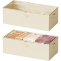 2 Pack 10 High Under Bed Storage Containers, Large Underbed Storage Organizer Bins with Lids for Bedroom, Dorm, Clothes, Closet Organization, Bed Sheets and Blankets (Beige)