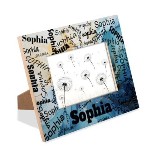 Purple Marble 4x6 Picture Frame with Custom Name, Wood Photo Frame for Wall or Desk Q55403
