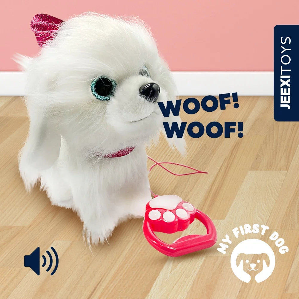 Walking Barking Toy Dog with Remote Control Leash, Plush Puppy Interactive Toy for Kids B804