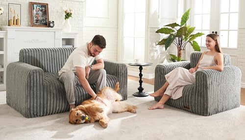 Large Fluffy Bean Bag Sofa with Armrest for Living Room J724