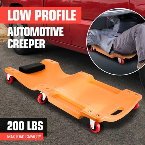Low Profile Automotive Creeper with Padded Headrest, Red U80837