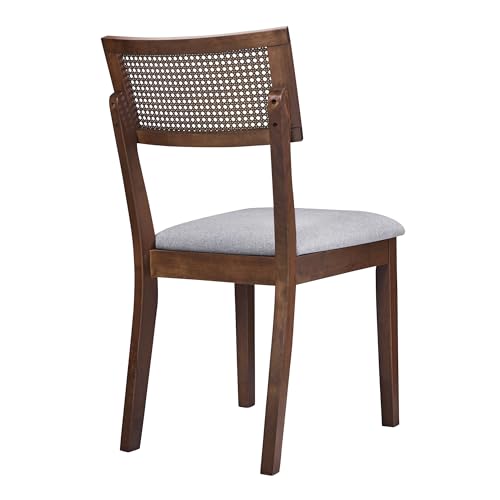 Round Dining Table Set for 4-6 with Upholstered Chairs, Walnut T359