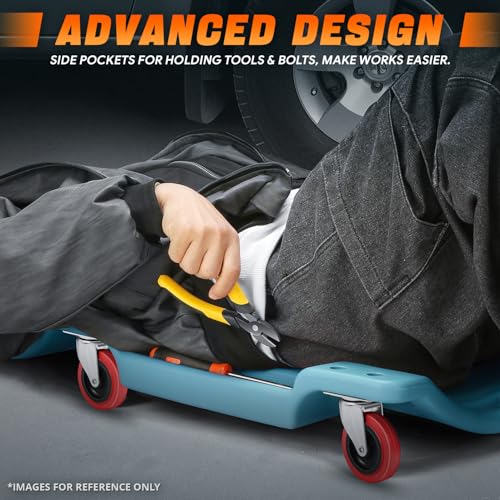 Low Profile Automotive Creeper with Padded Headrest, Red U80837