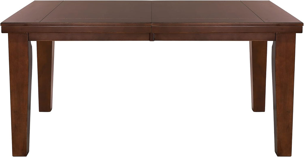 Dark Oak Dining Table Set with 4 Side Chairs and Self-Storing Leaf R58557