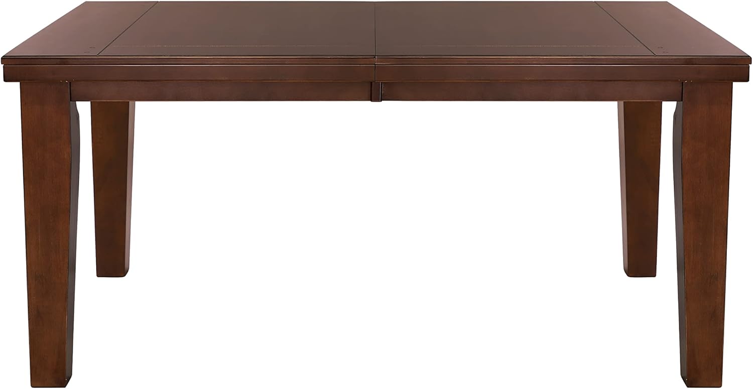 Dark Oak Dining Table Set with 4 Side Chairs and Self-Storing Leaf R58557