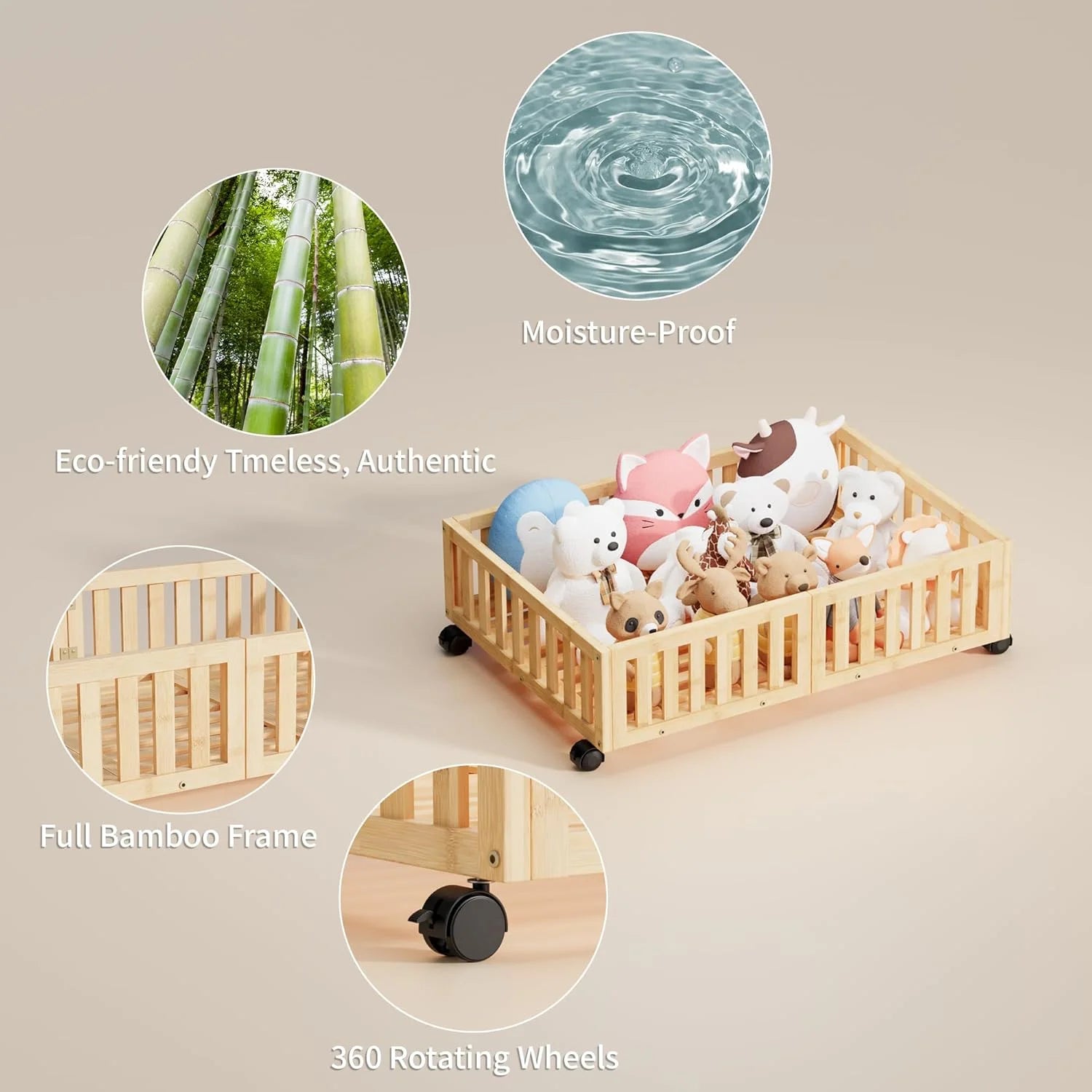 Bamboo Under Bed Storage with Wheels (2-Pack) G2810
