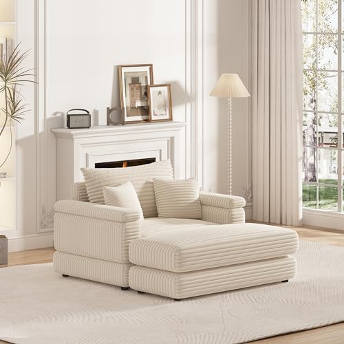 Corduroy 3 Seater Sectional Sofa with Ottoman M24378