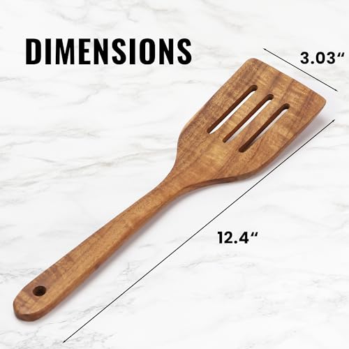Slotted Teak Wood Spatula for Cooking W483