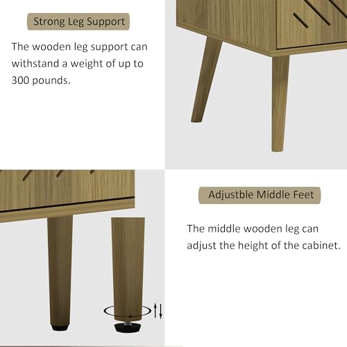 Wood Sideboard Buffet Cabinet with Storage, 4 Doors, Adjustable Shelves R7574
